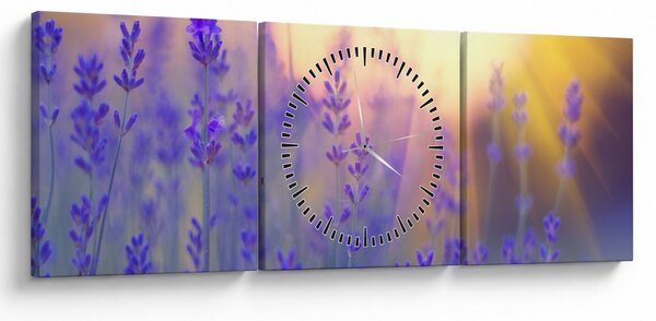 Obraz - Lawenda (z zegarem) (90x30 cm)
