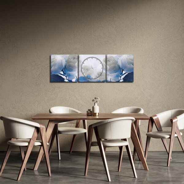 Obraz - Białe róże (z zegarem) (90x30 cm)