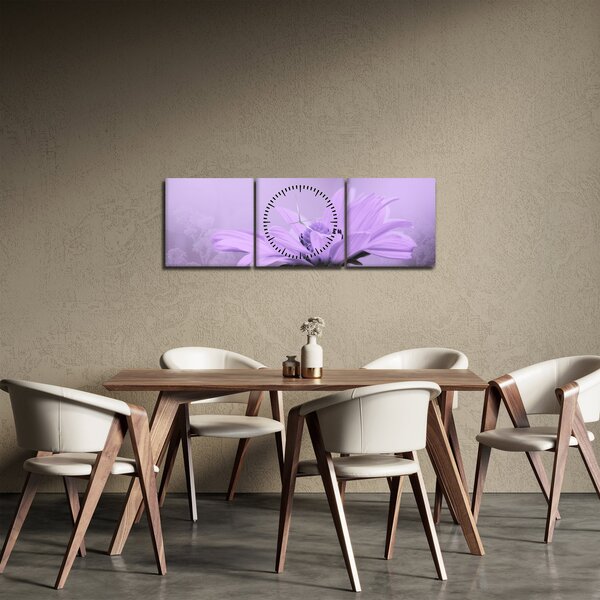 Obraz - Fioletowy kwiat (z zegarem) (90x30 cm)