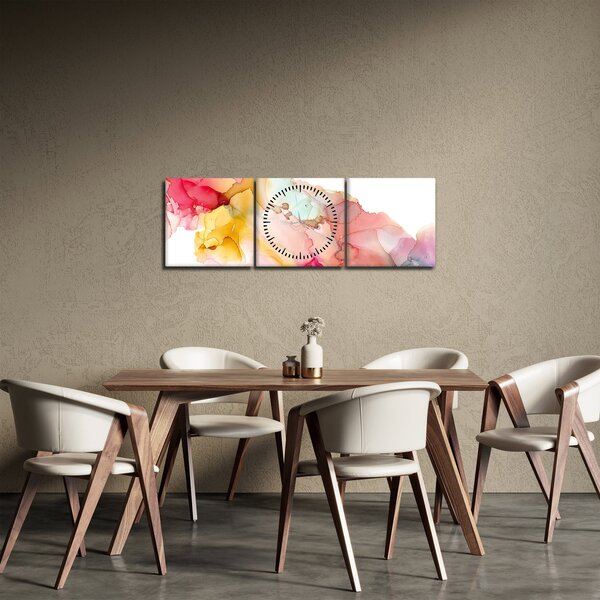 Obraz - Atramentowa abstrakcja (z zegarem) (90x30 cm)