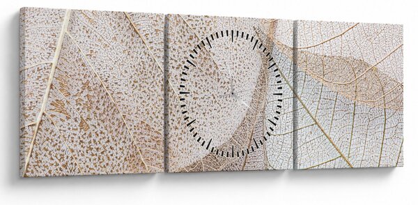 Obraz - Beżowe liście (z zegarem) (90x30 cm)