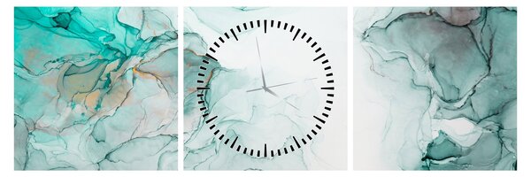 Obraz - Atramentowa abstraakcja 2 (z zegarem) (90x30 cm)