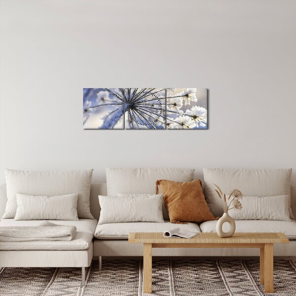 Obraz - Zamarznięty kwiat (z zegarem) (90x30 cm)