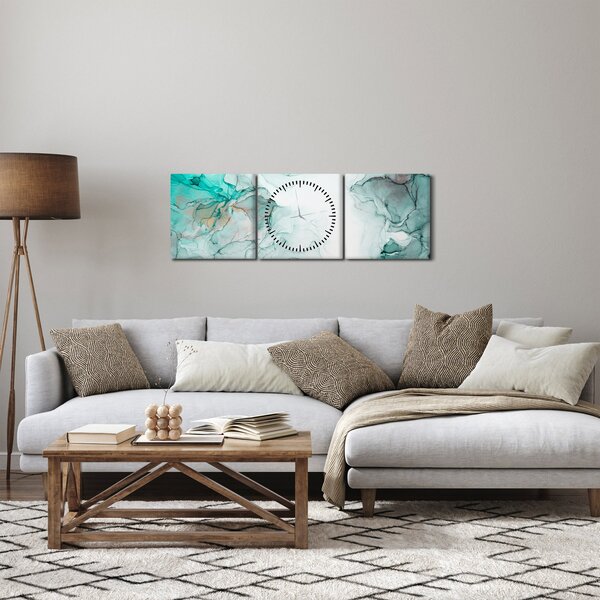 Obraz - Atramentowa abstraakcja 2 (z zegarem) (90x30 cm)