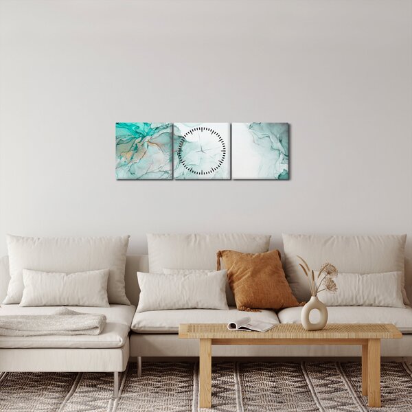 Obraz - Atramentowa abstraakcja 2 (z zegarem) (90x30 cm)
