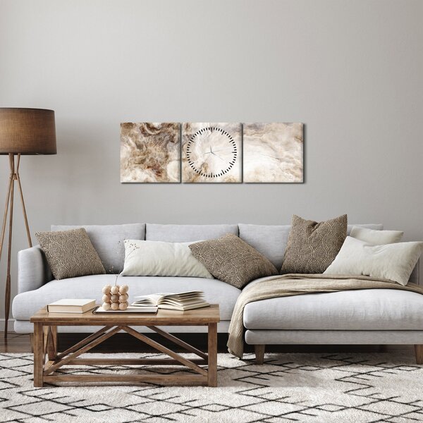 Obraz - Marmur (z zegarem) (90x30 cm)