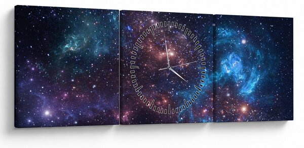 Obraz - Nocne niebo (z zegarem) (90x30 cm)