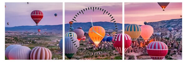 Obraz - Balony na ogrzane powietrze (z zegarem) (90x30 cm)