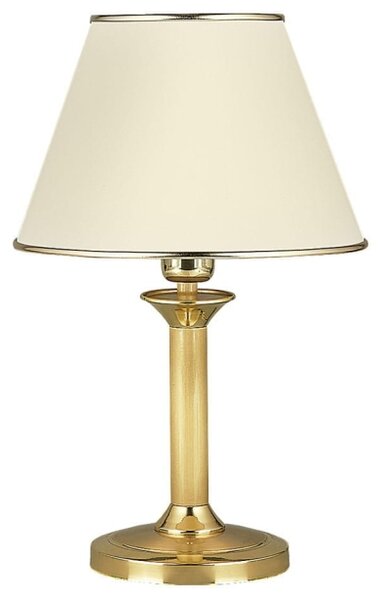 Klasyczna lampa nocna stołowa z mosiężną satynową podstawą i abażurem ecru Jupiter 288 CL-N ms Classic E27 44cm
