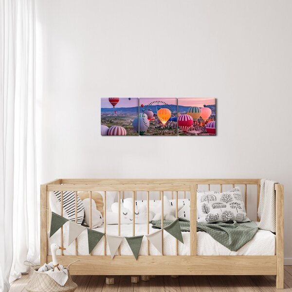 Obraz - Balony na ogrzane powietrze (z zegarem) (90x30 cm)