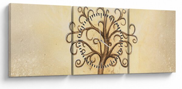 Obraz - Drzewo życia (z zegarem) (90x30 cm)