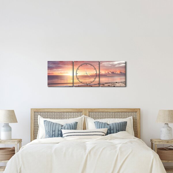 Obraz - Morska panorama (z zegarem) (90x30 cm)