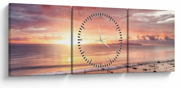 Obraz - Morska panorama (z zegarem) (90x30 cm)