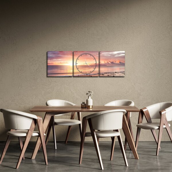 Obraz - Morska panorama (z zegarem) (90x30 cm)