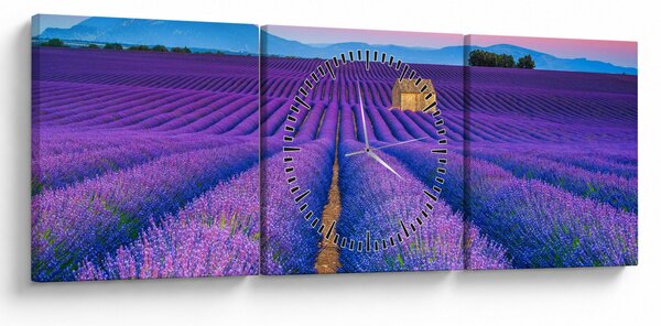 Obraz - Lewndowe pole (z zegarem) (90x30 cm)