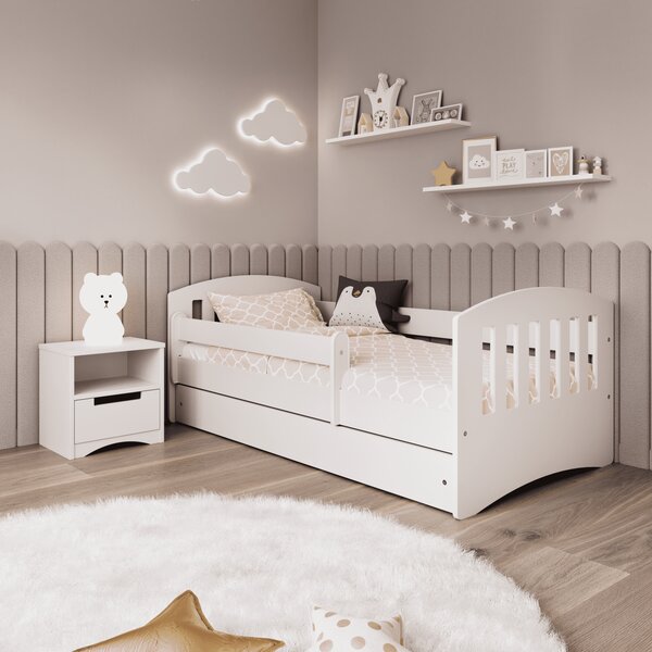 Łóżko dziecięce białe z szufladą 140x80 Classic