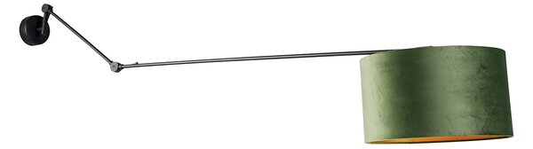 Lampa ścienna czarna z zielonym aksamitnym kloszem 35 cm regulowana - Blitz