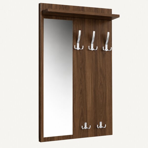 Wieszak z lustrem ścienny 60 cm na ubrania, do przedpokoju Orzech Elegant | ArtD Home | Tutaj jest produkt bez wyboru kolorów. Chcesz inny kolor wpisz