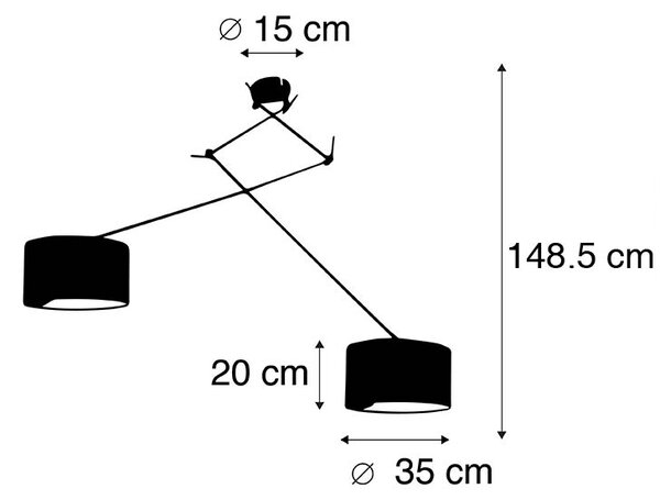 Lampa wisząca czarna z kloszem 35 cm zielonym regulowanym 2-światłowa - Blitz