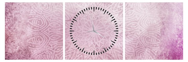 Obraz - Mandala na różowej ścianie (z zegarem) (90x30 cm)