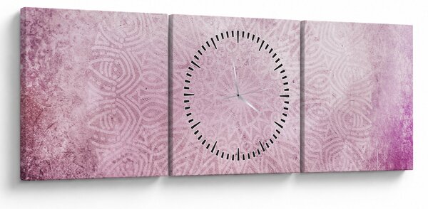 Obraz - Mandala na różowej ścianie (z zegarem) (90x30 cm)