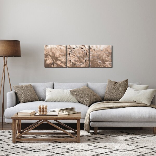 Obraz - Łąkowy wianek (z zegarem) (90x30 cm)