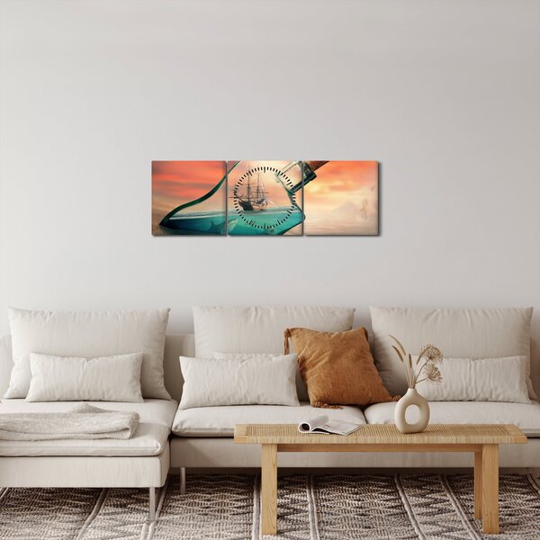 Obraz - Życie w butelce (z zegarem) (90x30 cm)