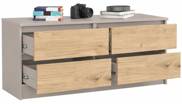 Komoda z 4 szufladami dąb artisan + kaszmir W6-H93
