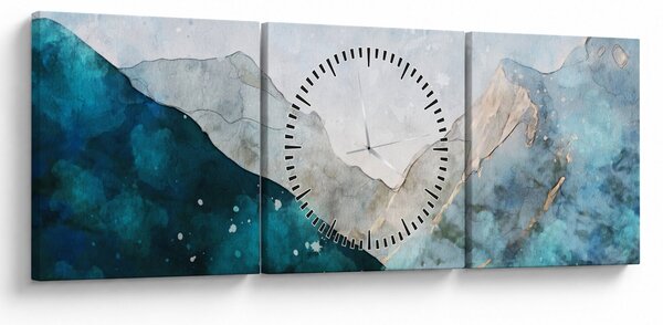 Obraz - Rysunek gór (z zegarem) (90x30 cm)
