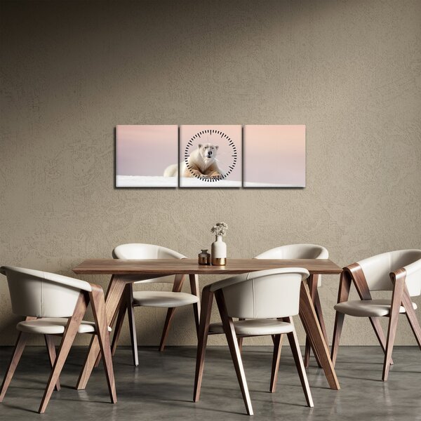 Obraz - Niedźwiedź polarny (z zegarem) (90x30 cm)