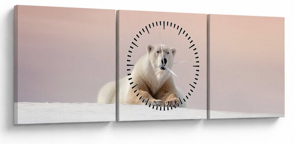 Obraz - Niedźwiedź polarny (z zegarem) (90x30 cm)