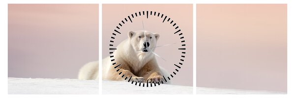 Obraz - Niedźwiedź polarny (z zegarem) (90x30 cm)