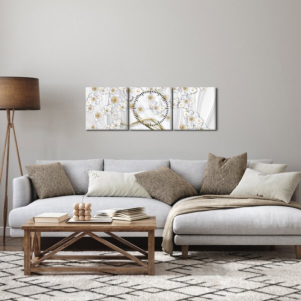 Obraz - Drzewo ze złotą ozdobą (z zegarem) (90x30 cm)