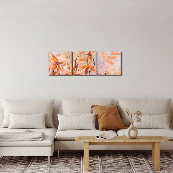 Obraz - Malowane kwiaty (z zegarem) (90x30 cm)