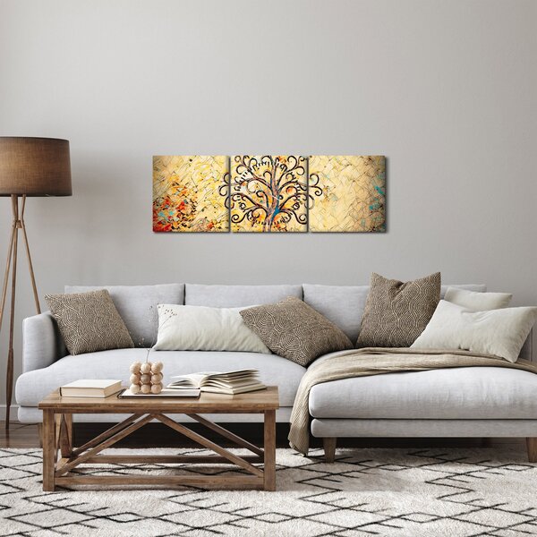 Obraz - Mozaika drzewo życia (z zegarem) (90x30 cm)