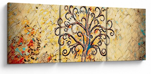 Obraz - Mozaika drzewo życia (z zegarem) (90x30 cm)