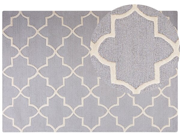 Wełniany dywan marokańska koniczyna 160 x 230 cm jasnoszary tkany ręcznie Silvan Beliani