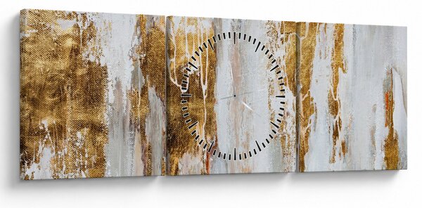 Obraz - Abstrakcja ze zotym (z zegarem) (90x30 cm)