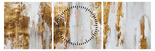 Obraz - Abstrakcja ze zotym (z zegarem) (90x30 cm)