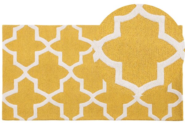 Wełniany dywan marokańska koniczyna 80 x 150 cm żółty tkany ręcznie Silvan Beliani