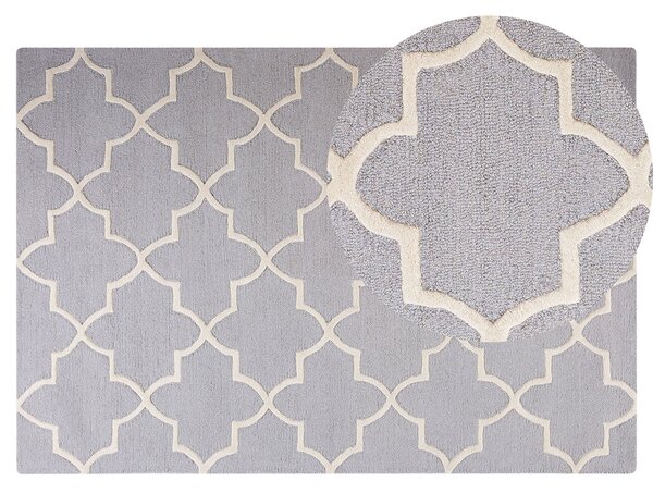 Wełniany dywan marokańska koniczyna 140 x 200 cm jasnoszary tkany ręcznie Silvan Beliani