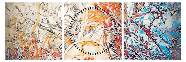 Obraz - Mozaikowa abstrakcja (z zegarem) (90x30 cm)