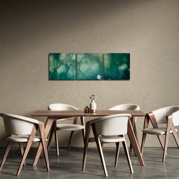 Obraz - Szczegół trawy (z zegarem) (90x30 cm)