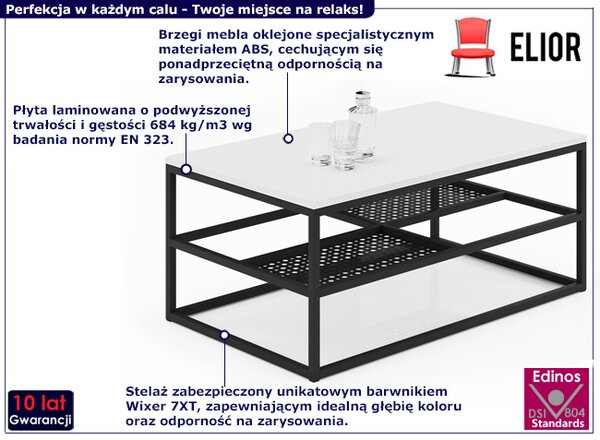 Dwudrzwiowa ława z metalowym stelażem biały + czarny W7-R17