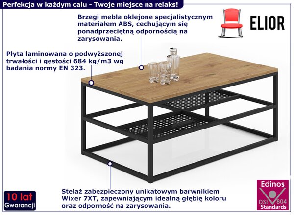 Industrialny stolik kawowy dąb lancelot + czarny F0-A40