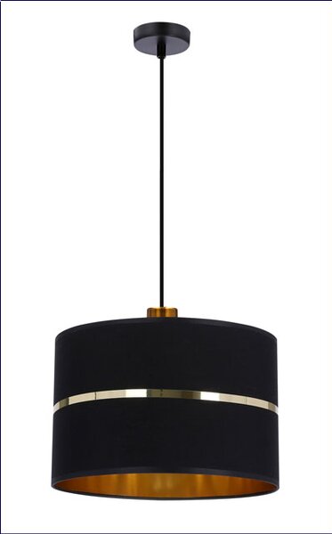 Wisząca lampa abażurowa w stylu czarny glamour + złoto C3-L25