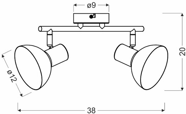 Regulowana lampa sufitowa loft czarny + złoto - 4S Z028 Z4-L84