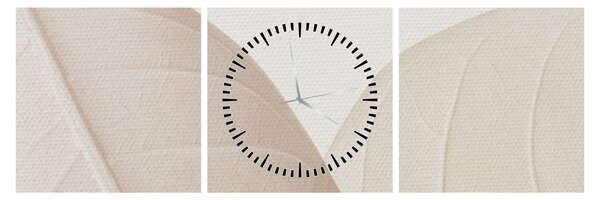 Obraz - Teksturowane liście (z zegarem) (90x30 cm)