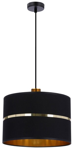 Lampa wisząca abażurowa w stylu glamour czarny + złoto - Z035-Reso