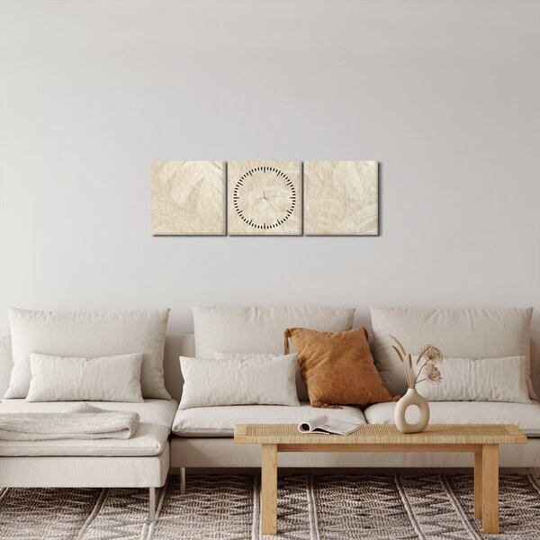 Obraz - Liście w teksturze (z zegarem) (90x30 cm)